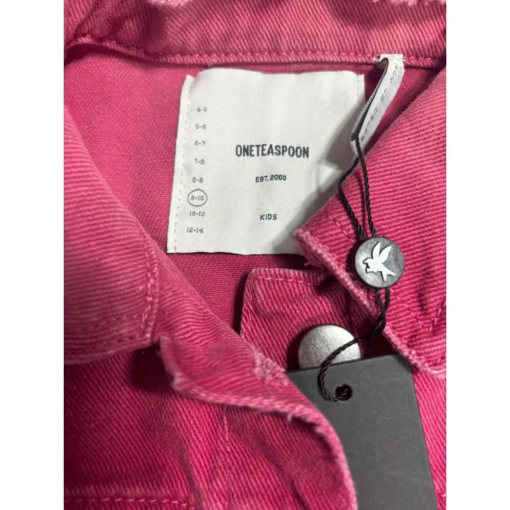 One Teaspoon NWT Girl's‎ All Star Denim Jacket in Ruby Size 9-10 MSRP $159